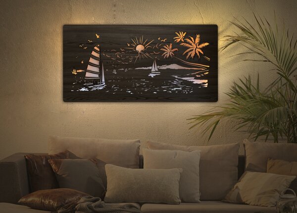 "Moře" světelný obraz 230V 120x60cm provedení povrchu: dub světlý