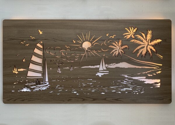 "Moře" světelný obraz 230V 120x60cm provedení povrchu: dub světlý