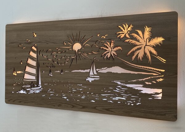 "Moře" světelný obraz 230V 120x60cm provedení povrchu: dub světlý