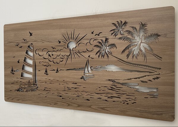"Moře" světelný obraz 230V 120x60cm provedení povrchu: dub světlý