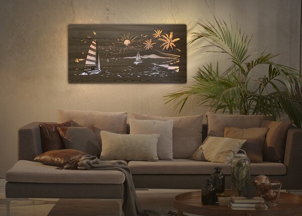 "Moře" světelný obraz 230V 120x60cm provedení povrchu: dub světlý