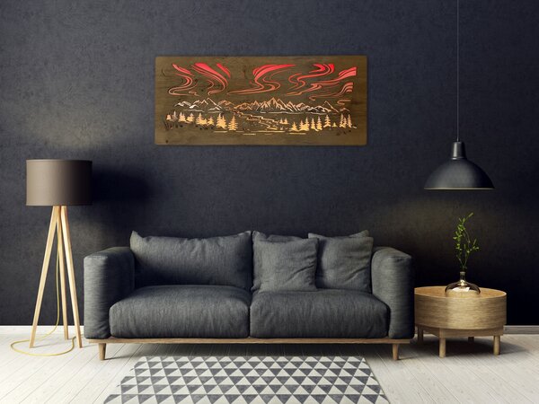 "Polární záře" světelný RGBW obraz 230V 120x50cm provedení povrchu: dub světlý