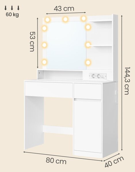 Toaletní stolek s LED zrcadlem RDT242WB01