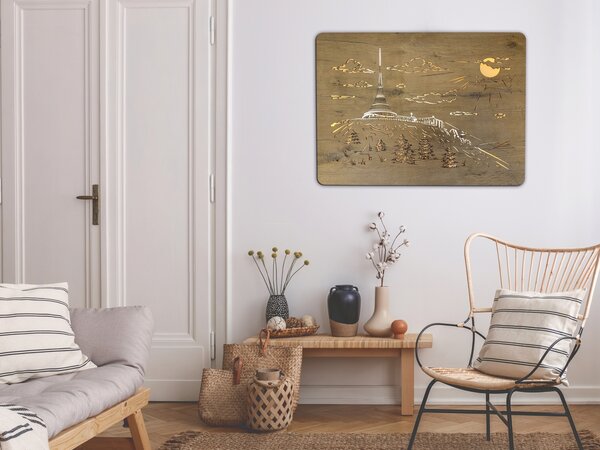 "Ještěd" světelný obraz 230V 90x62cm provedení povrchu: dub světlý