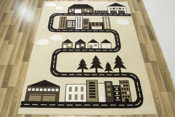Balta Dětský kusový koberec Luna Kids 534451/97955 Uličky domy stromy béžový hnědý krémový Rozměr: 140x200 cm