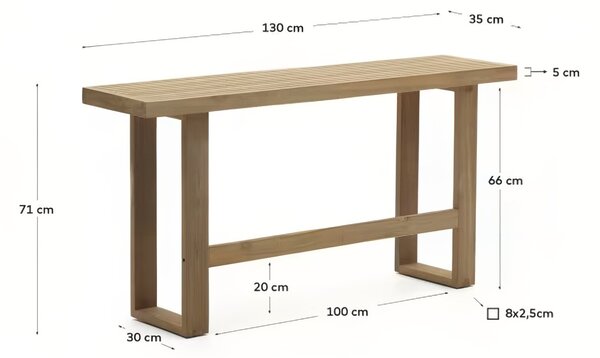 Teaková zahradní vysoká lavice Kave Home Canadell 130 cm