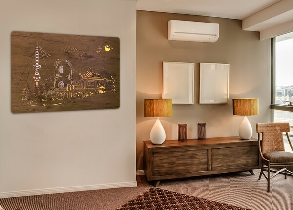 "Kleť" světelný obraz 230V 90x62cm provedení povrchu: dub světlý