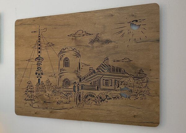 "Kleť" světelný obraz 230V 90x62cm provedení povrchu: dub světlý