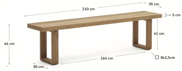 Kave Home Teaková zahradní lavice Canadell 210 cm
