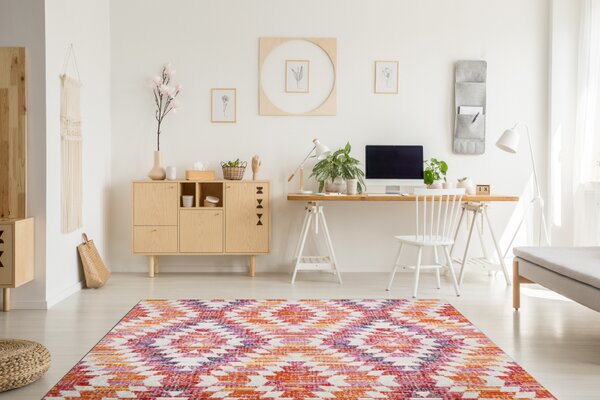 Makro Abra Moderní kusový koberec MUNDO D7951 outdoor geometrický 3D růžový béžový Rozměr: 160x220 cm
