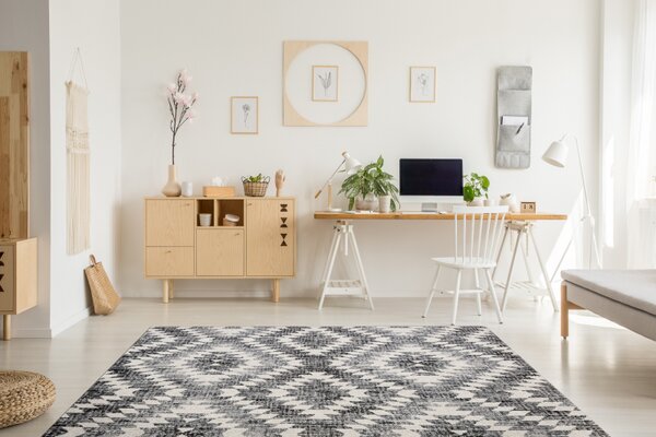 Makro Abra Moderní kusový koberec MUNDO D7461 outdoor geometrický 3D šedý béžový Rozměr: 80x150 cm