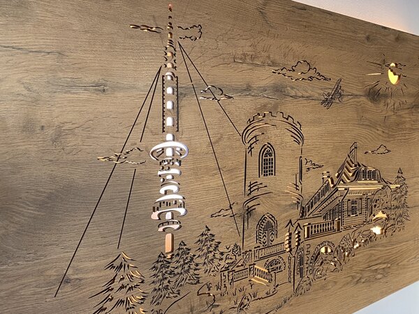 "Kleť" světelný obraz 230V 90x62cm provedení povrchu: dub světlý