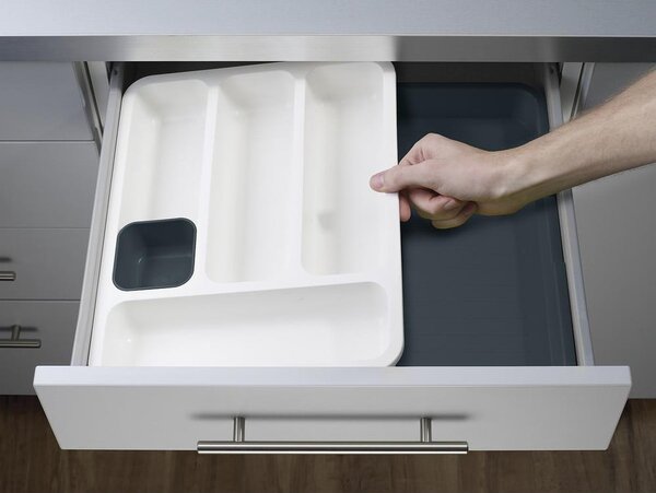 Šedá nastavitelná přihrádka na příbory Joseph Joseph DrawerStore