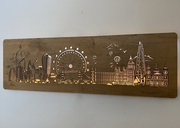 "Londýn" světelný obraz 230V 125x40cm provedení povrchu: dub světlý
