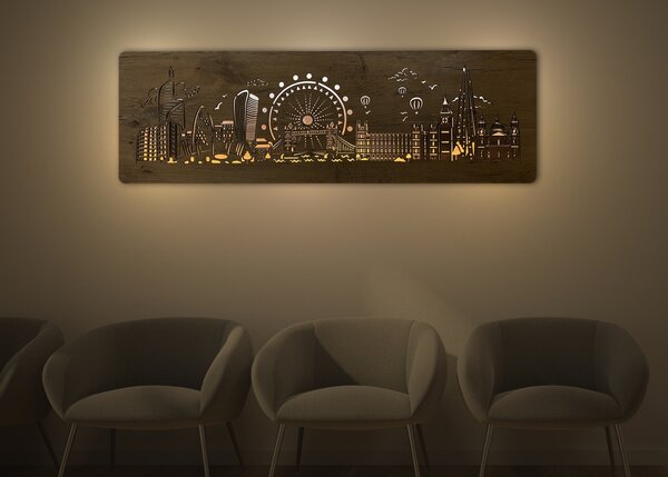 "Londýn" světelný obraz 230V 125x40cm provedení povrchu: dub světlý