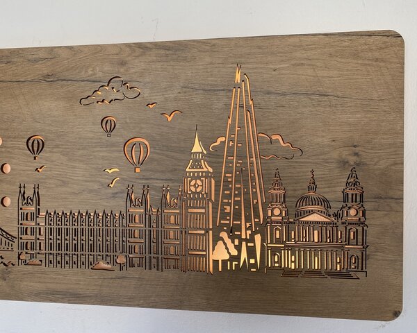 "Londýn" světelný obraz 230V 125x40cm provedení povrchu: dub světlý