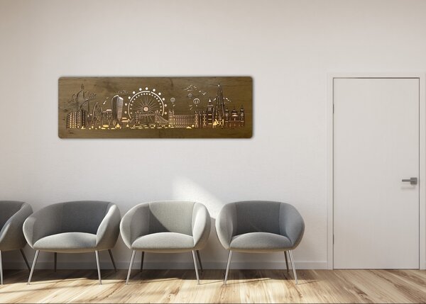 "Londýn" světelný obraz 230V 125x40cm provedení povrchu: dub světlý