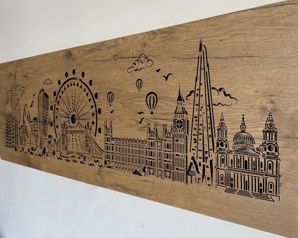 "Londýn" světelný obraz 230V 125x40cm provedení povrchu: dub světlý