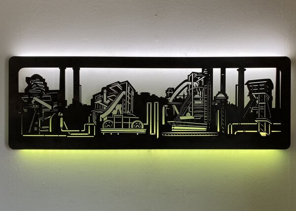 "Železárny" světelný RGBW obraz 230V 120x40cm provedení povrchu: dub světlý