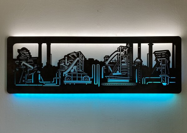 "Železárny" světelný RGBW obraz 230V 120x40cm provedení povrchu: dub světlý