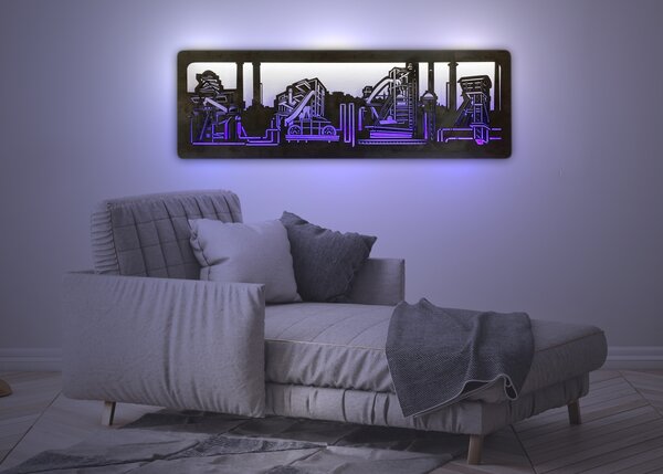 "Železárny" světelný RGBW obraz 230V 120x40cm provedení povrchu: dub světlý