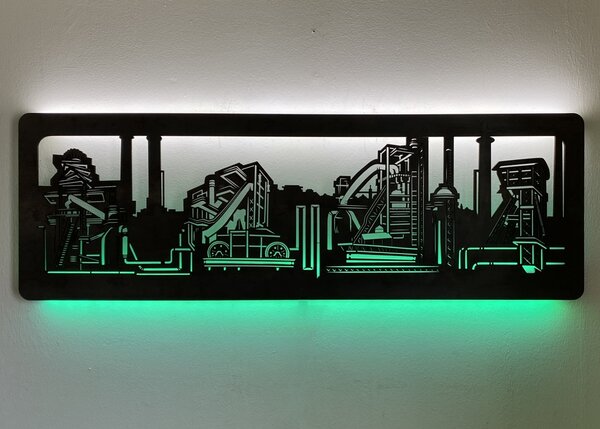 "Železárny" světelný RGBW obraz 230V 120x40cm provedení povrchu: dub světlý