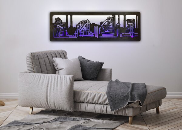 "Železárny" světelný RGBW obraz 230V 120x40cm provedení povrchu: dub světlý