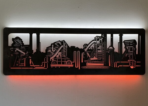 "Železárny" světelný RGBW obraz 230V 120x40cm provedení povrchu: dub světlý