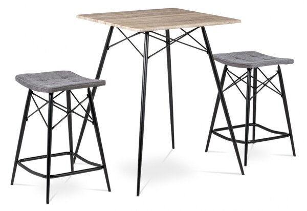 Jídelní set 1 + 2 BAR – MDF dub sonoma/kov, čalouněné židle