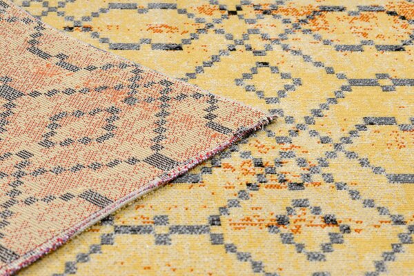 Makro Abra Moderní kusový koberec MUNDO D5751 outdoor pomerančový černý Rozměr: 80x250 cm