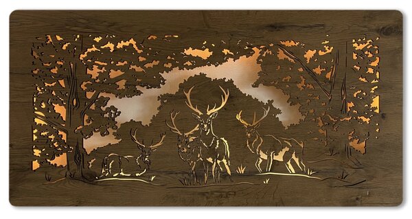 "Jeleni" světelný obraz 230V 120x60cm provedení povrchu: dub