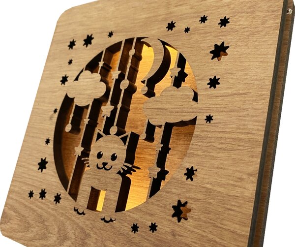 "Kočička" lampa 19x19cm provedení povrchu: dub