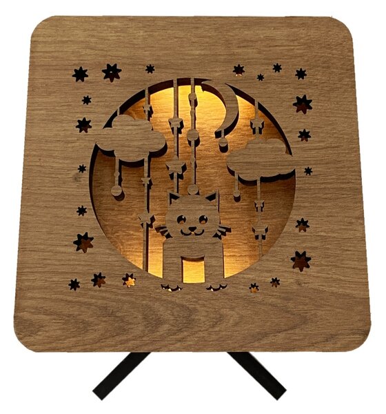 "Kočička" lampa 19x19cm provedení povrchu: dub