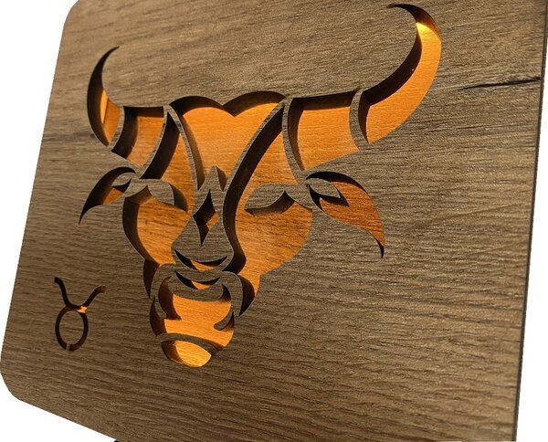 Znamení "Býk" lampa 19x19cm provedení povrchu: dub