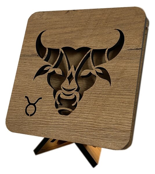 Znamení "Býk" lampa 19x19cm provedení povrchu: dub