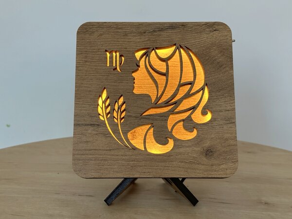 Znamení "Panna" lampa 19x19cm provedení povrchu: dub