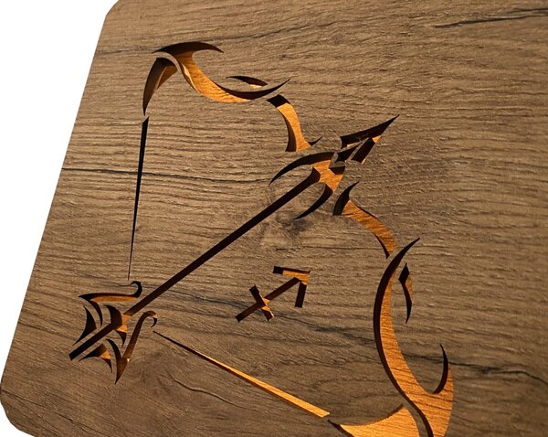 Znamení "Střelec" lampa 19x19cm provedení povrchu: dub