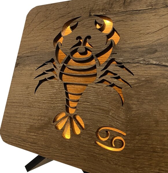 Znamení "Rak" lampa 19x19cm provedení povrchu: dub
