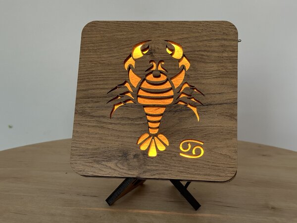 Znamení "Rak" lampa 19x19cm provedení povrchu: dub