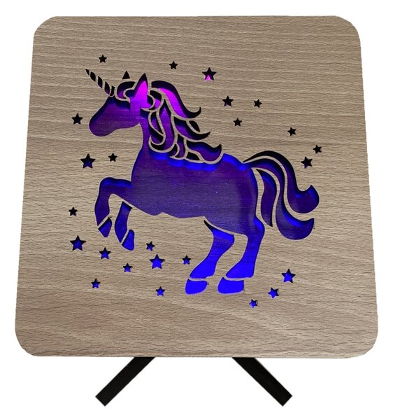 "Jednorožec barevný" lampa 19x19cm provedení povrchu: dub světlý