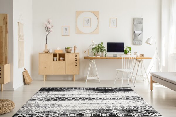 Makro Abra Moderní kusový koberec MUNDO E0592 outdoor béžový černý Rozměr: 80x250 cm