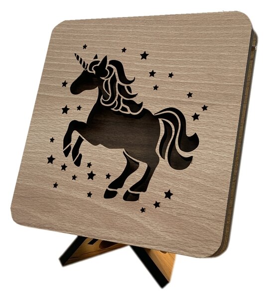 "Jednorožec barevný" lampa 19x19cm provedení povrchu: dub světlý