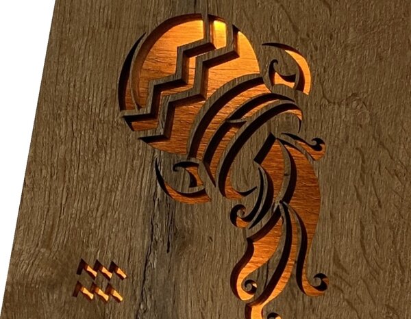 Znamení "Vodnář" lampa 19x19cm provedení povrchu: dub