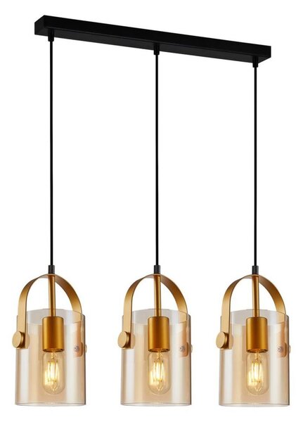 ITALUX PND-32453-3-GD+AMB - Lustr na lanku NANESMA 3xE27/40W/230V zlatá