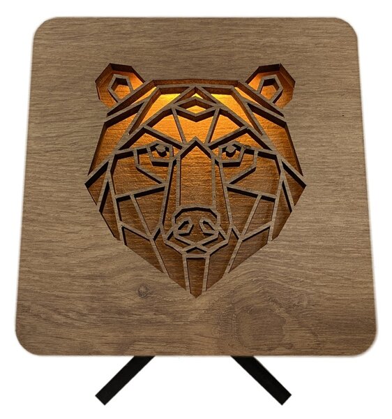 "Hlava medvěda" lampa 19x19cm provedení povrchu: dub