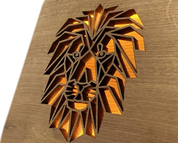 "Hlava lva polygon" lampa 19x19cm provedení povrchu: dub