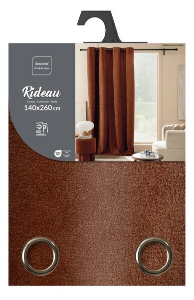 Závěs z materiálu bouclé v terakotové barvě 140x260 cm Winona – douceur d'intérieur