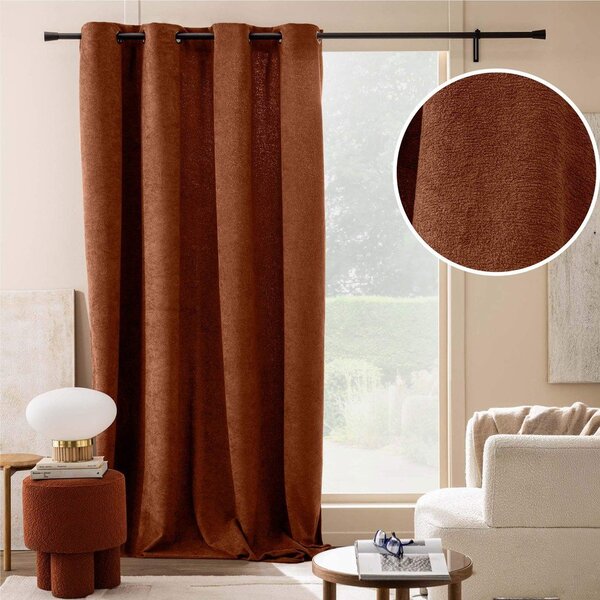 Závěs z materiálu bouclé v terakotové barvě 140x260 cm Winona – douceur d'intérieur