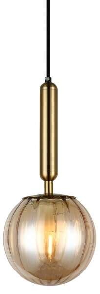 ITALUX PND-2324-1 BRO+AMB - Lustr na lanku RAVENA 1xE27/5W/230V mosaz