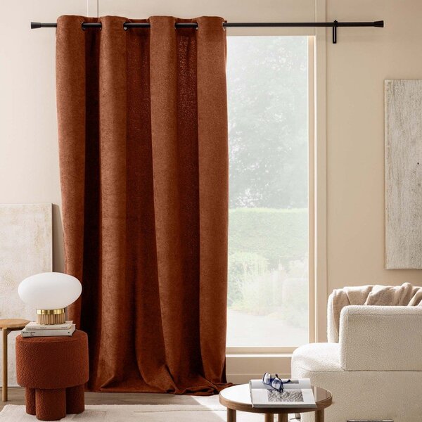 Závěs z materiálu bouclé v terakotové barvě 140x260 cm Winona – douceur d'intérieur